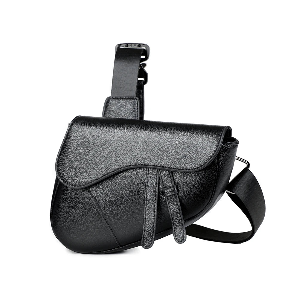 Men's solid color PU leather saddle shoulder bags crossbody bags chest bag bolsos para hombre sacoches hommes bag for man