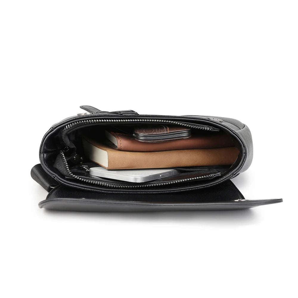 Men's solid color PU leather saddle shoulder bags crossbody bags chest bag bolsos para hombre sacoches hommes bag for man