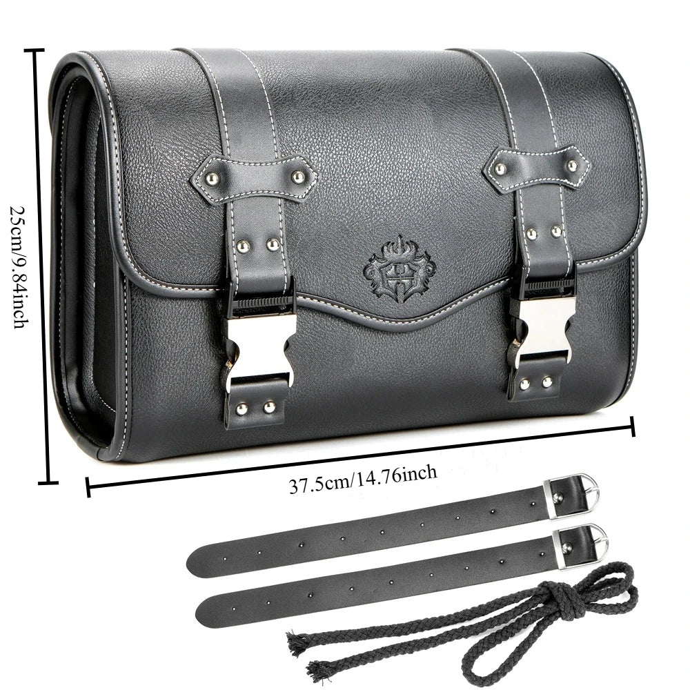 Sacoches de moto universelles, sac de fourche, pochette de bagage en cuir PU, sac à outils latéral