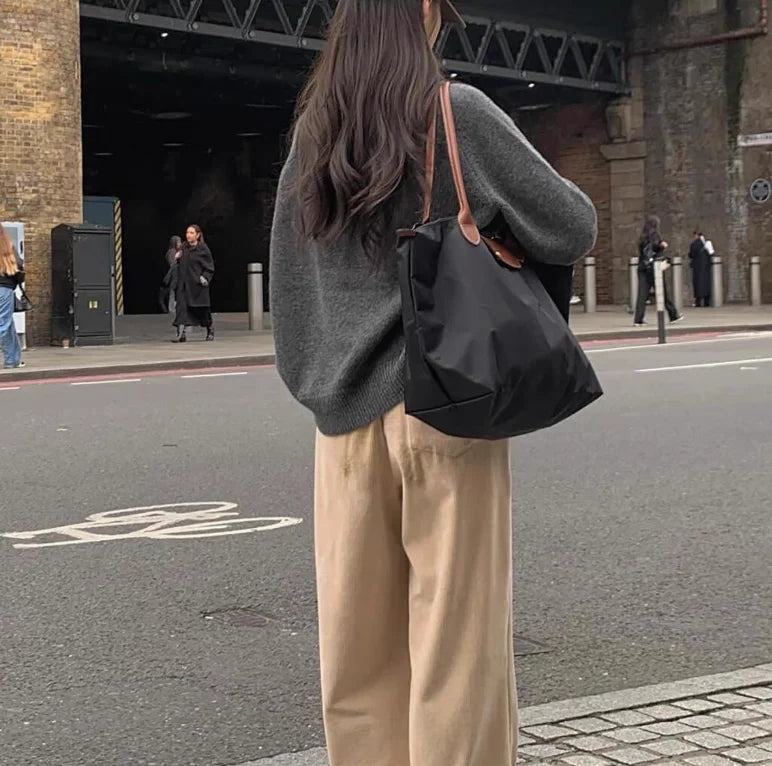 Sac tote classique pour femme de haute qualité, grande capacité, en nylon imperméable et pliable, idéal pour un usage quotidien
