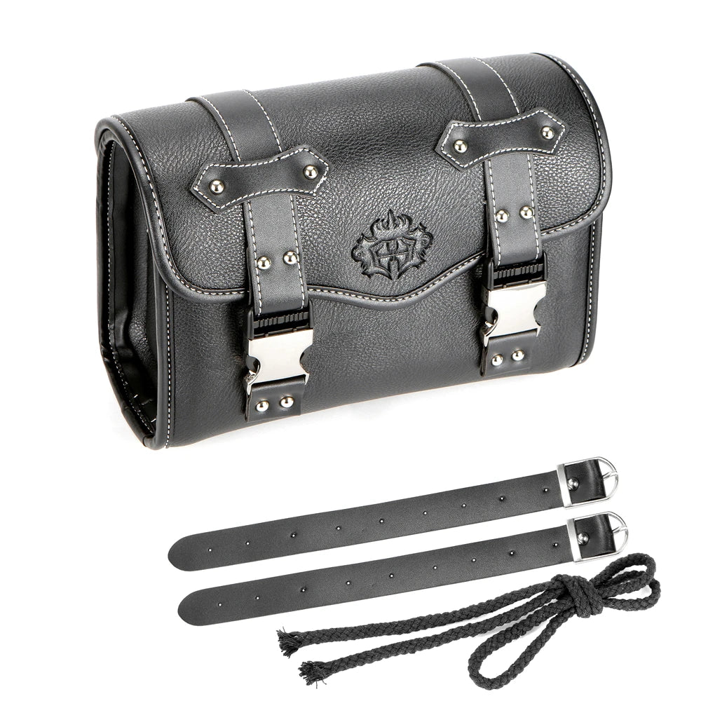 Sacoches de moto universelles, sac de fourche, pochette de bagage en cuir PU, sac à outils latéral