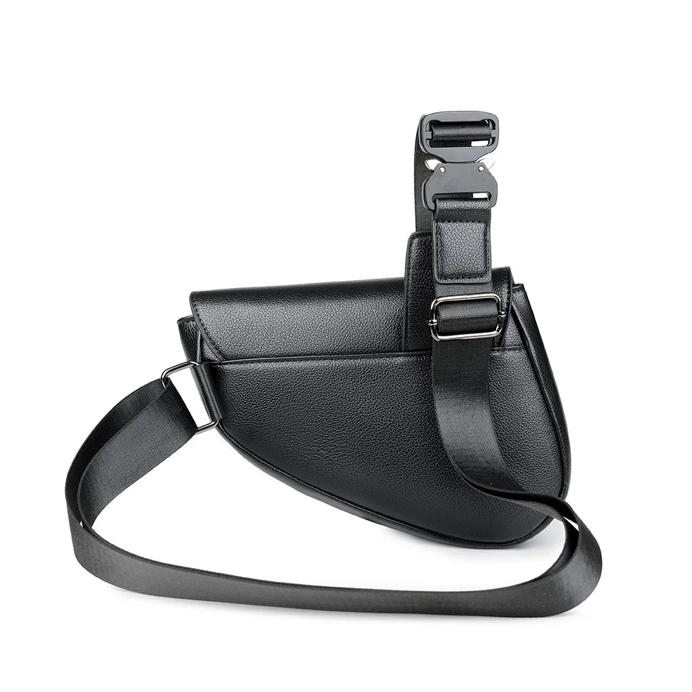 Men's solid color PU leather saddle shoulder bags crossbody bags chest bag bolsos para hombre sacoches hommes bag for man