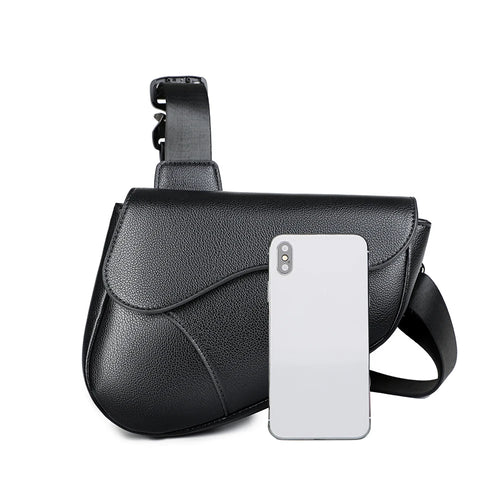 Men's solid color PU leather saddle shoulder bags crossbody bags chest bag bolsos para hombre sacoches hommes bag for man