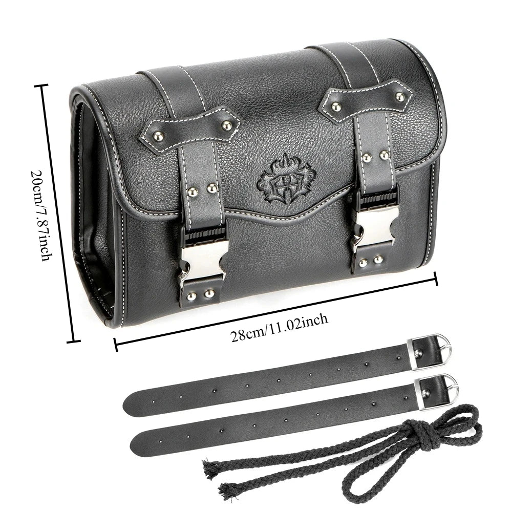 Sacoches de moto universelles, sac de fourche, pochette de bagage en cuir PU, sac à outils latéral